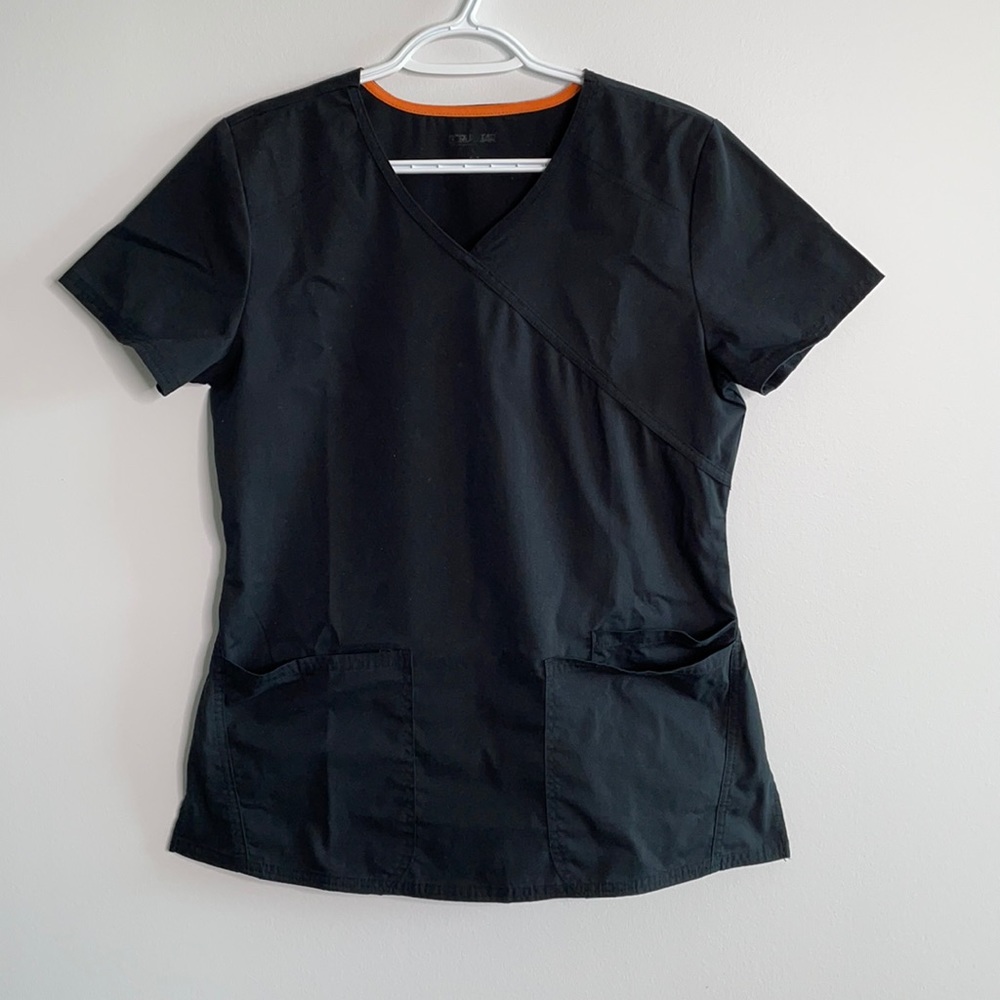 Scrubstar Stretch Mock Wrap Scrub Top - Black